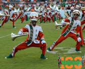 FAMU Marching 100 in block band performing the dance routine